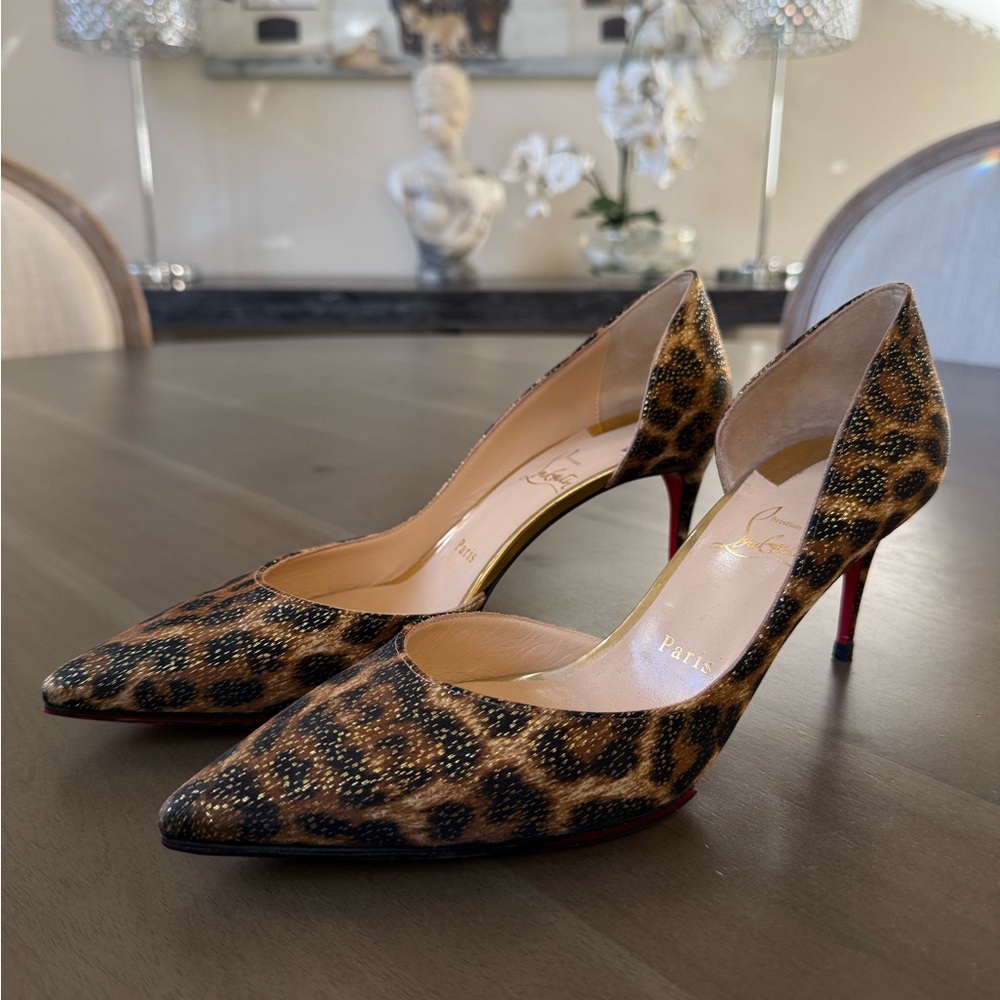 Christian Louboutin Iriza Leopard Glitter 70mm Pumps